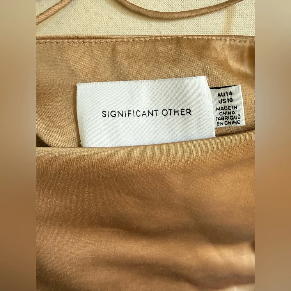 SIGNIFICANT OTHER Cocktail Midi Dress High Low Hem Gold Champage US 10/Medium
